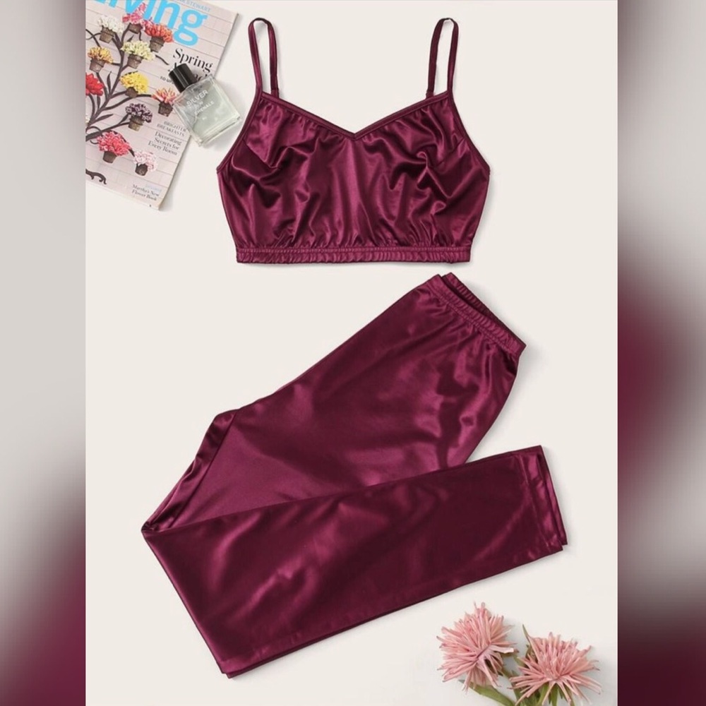 🌙NEW🌙 Satin Crop Top/Pants PJ Set